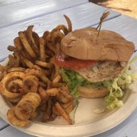 Revolution Vegan Kitchen: Soy burger and Curley fry at Revolution Vegan Kitchen in Austin