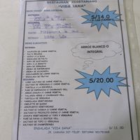 Printed menu from April 2025 at Vida Sana - Jr. Camaná in Lima
