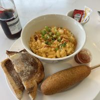 Mac and corn dog   at Hearts Choices - NorthEast in Calgary