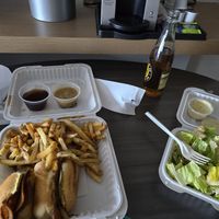 French dip with fries, gravy, side Caesar, and cream soda, all lovingly displayed in my holiday in hotel room lol at Hearts Choices - NorthEast in Calgary