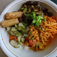 Special of the day - vegan satay chik'n with spring rolls at Hearts Choices - NorthEast in Calgary