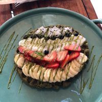 Matcha waffle  at Fresco Habito in Playa Del Carmen