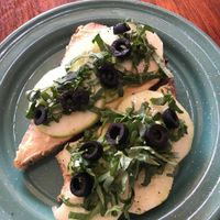 Mediterranean toast  at Fresco Habito in Playa Del Carmen