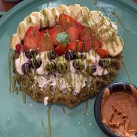 Vegan gluten free matcha waffles at Fresco Habito in Playa Del Carmen