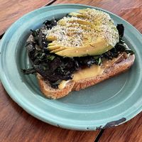 “new” spinach/cheese toast. it tastes meaty, if you’re into that at Fresco Habito in Playa Del Carmen
