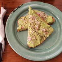 Avocado toast (needs a little extra salt IMO) at Fresco Habito in Playa Del Carmen