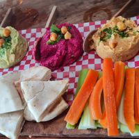 Humus trio at Fresco Habito in Playa Del Carmen