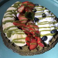 Matcha waffle  at Fresco Habito in Playa Del Carmen