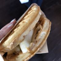 Waffle with peanut butter and bananas! at Vegan Picnic in San Francisco