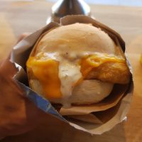 Great fish burger at Vegan Picnic in San Francisco