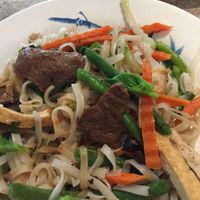 Saintly Stir fry with rice noodles at Loving Heart in Clermont