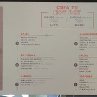 Menú at Pot in Bogota