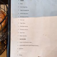 Vegan list, placed at cashier at Yankalilla Bakery  in Yankalilla