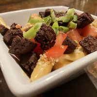 Mac and Cheese with Vegan Kielbasa. The kielbasa tasted so dry it felt like a chewy over spiced crouton.   at Pierogi Mountain in Columbus