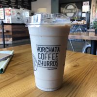 Vegan Mazapán drink milk options: oat and almond today  at Horchateria - Rio Luna in Paramount