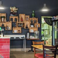 Interior with complimentary tea at Tina Vietnamese Cuisine (V-Cafe) in New Westminster