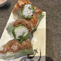 Ginger chicken salad roll (near) and lemongrass chicken salad roll (far) - both vegan  at Tina Vietnamese Cuisine (V-Cafe) in New Westminster
