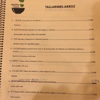 noodles and rice menu August 2017 at Healthy Lovers in Madrid