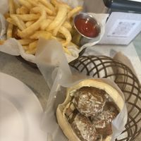 Delicious falafel sandwich and fries  at Falafel Bar in Tamarindo