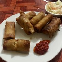 Spring rolls with chili paste  at Kang Le Restaurant in Siem Reap