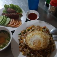 Fried rice corn + egg and chicken drum sticks at Kang Le Restaurant in Siem Reap