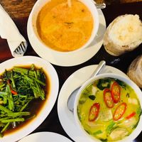 Green Curry, Mussaman Curry, Stir Fry Morning Glory & Sticky Rice  at Yo Vegan in Phuket