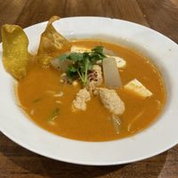 150 Bhat Spicy Soup with Tofu and Mock Meat. Delicious  at Yo Vegan in Phuket