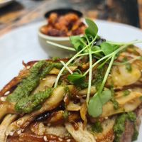 Miso mushrooms with added house beans at Earthy Eats in Launceston
