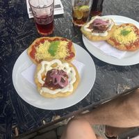 vegan “langoš” - ketchup & cheese / sour cream & bacon  at Die Küche in Brno