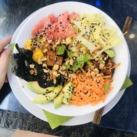 weekly special - poke bowl with tofu salmon at Die Küche in Brno
