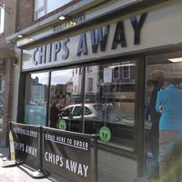 The outside of the takeaway place at Robertson's Chips Away in Whitby