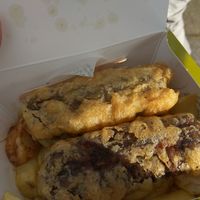 Veggie sausage supper and chips at Robertson's Chips Away in Whitby