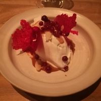 Large vegan set menu #1, second dessert: coconut ice cream with lingonberry at Rutabaga in Stockholm