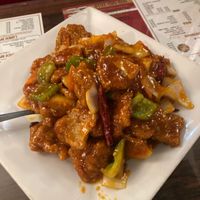 Vegan orange chickenn  at Hong Kong Chop Suey in Hanford
