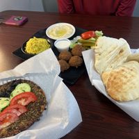 Falafel with rice and baba ganoush and pita  at Chef Moussa in Peoria
