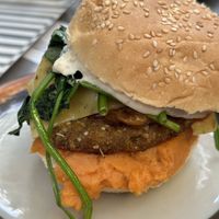 Chickpea burger  at Jonny Aldana in Barcelona