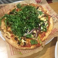 Vegetarian pizza with rocket on top at Mod Pizza in Gateshead