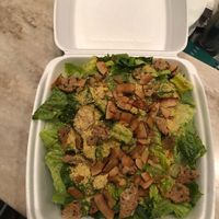 Untraditional Caesar salad - vegan with coconut bacon at Zen'za Pizzeria in London