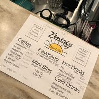 Cafe menu in the morning/afternoon with vegan snacks at Zen'za Pizzeria in London