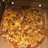 Vegan sausage and coconut bacon pizza at Zen'za Pizzeria in London