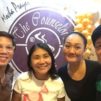 Me with owners  at The Counselor's Cafe in Metro Manila