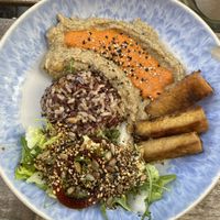 Vegan bowl with hummus & smoked tofu  at The Food for Real in Lisbon