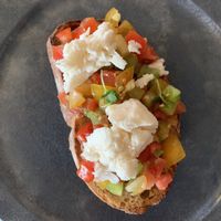 Bruschetta with vegan mozzarella - tomatoes were so fresh was delicious at Assaggini in Mornington