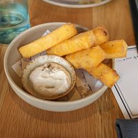 Polenta chips with vegan mayo 👌 at Assaggini in Mornington