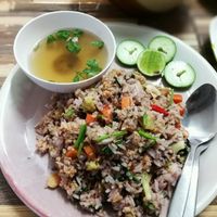 Fermented pork fried rice  at Bee Vegan in Chiang Mai