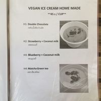 ice cream menu at Bee Vegan in Chiang Mai