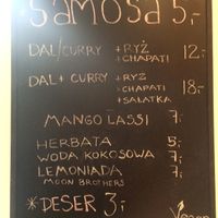 Menu board at Hariprasad Samosa & Curry in Krakow