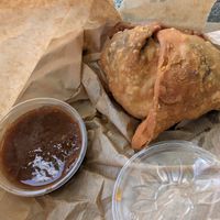 Red cabbage and lentil samosa at Hariprasad Samosa & Curry in Krakow