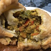 Aubergine pepper and cashew at Hariprasad Samosa & Curry in Krakow