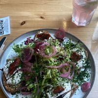 Almond ricotta on bread  at Knol & Kool Bistro & Superet in Ghent
